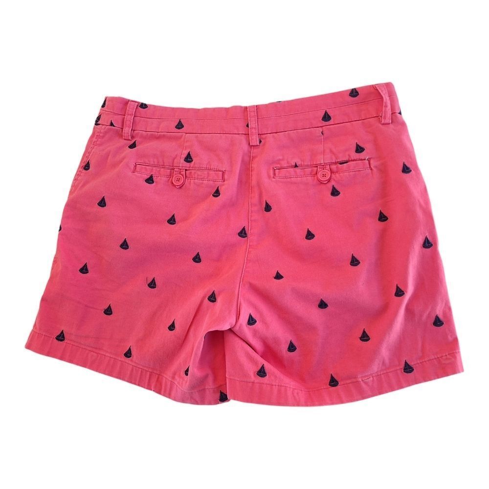 British Khaki Pink Shorts Embroidered Sailboats Cotton Stretch size 6 Pockets - Picture 3 of 12